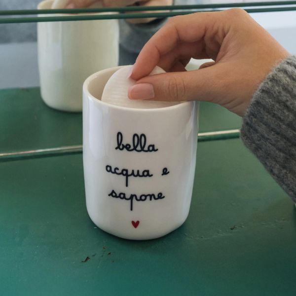 Portacotone - Scritta: Bella acqua e sapone