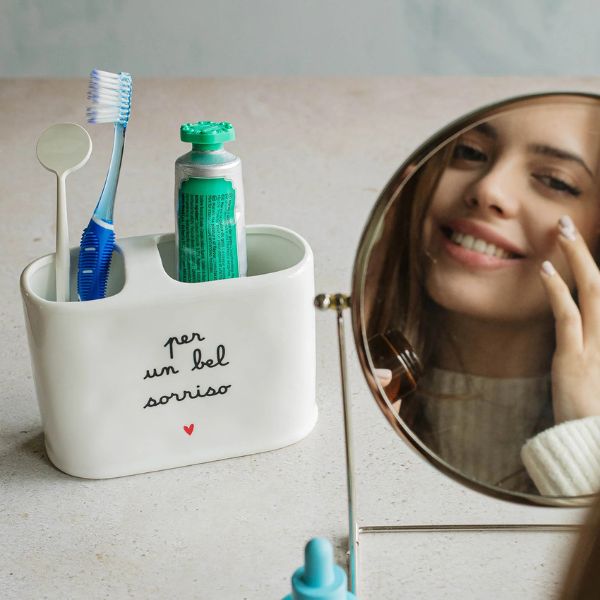 Portaspazzolino XL Scritta: Per un bel sorriso