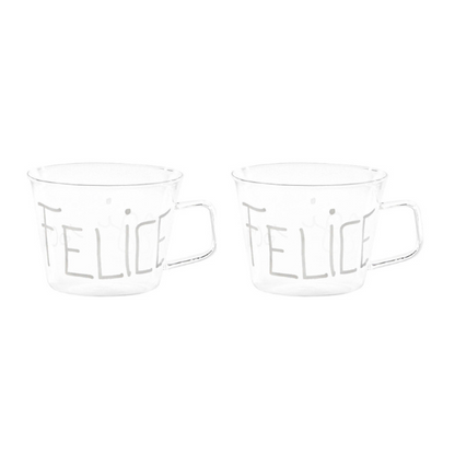 Set 2 Tazze in vetro - Oggi sono felice 480 ml