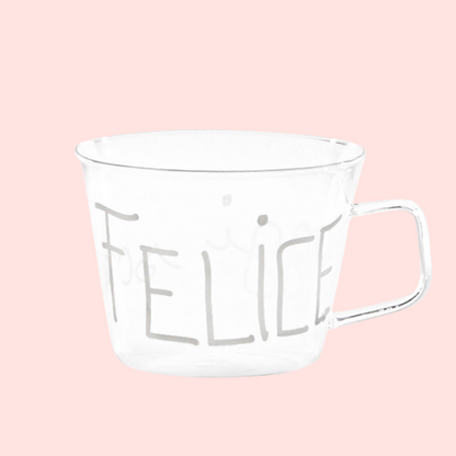 Set 2 Tazze in vetro - Oggi sono felice 480 ml