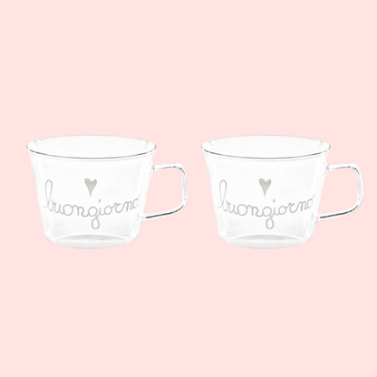 Set 2 tazze in vetro - Buongiorno 480 ml