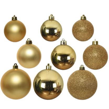 Pallina di Natale Colore: Oro- Set 26 Pezzi- Glitter- Lucide- Opache- 02.0739