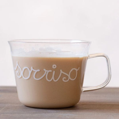Set 2 tazze vetro - Scritta: Fai un bel sorriso