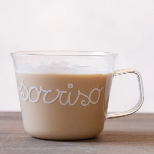 Set 2 tazze vetro - Scritta: Fai un bel sorriso