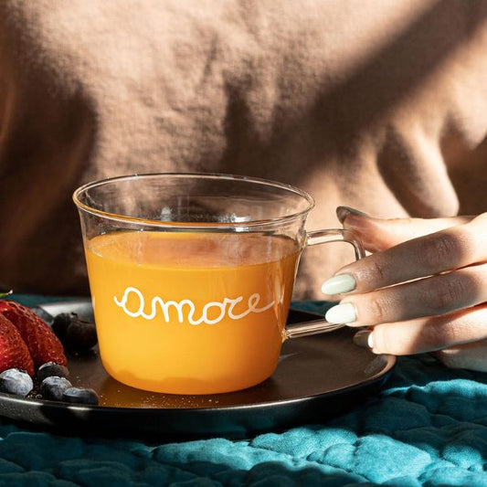 Set 2 tazze vetro - Scritta: Amore