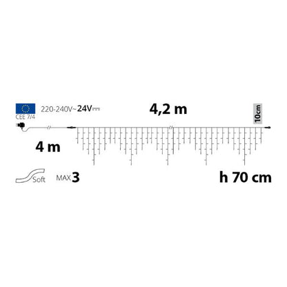Tenda Luci di Natale 186 LED Bianco Caldo  4,2 mt