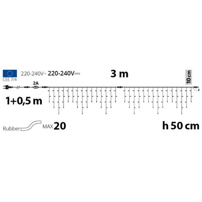 Tenda Luci di Natale 114 Maxi LED Bianco Caldo e Freddo 3 mt