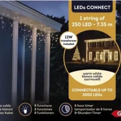 Tenda Luci di Natale 250 LED Bianco Caldo 7,35 mt - 495791