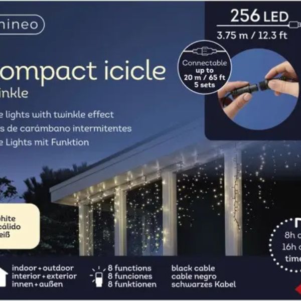 Tenda Luci di Natale 256 LED Bianco Caldo  3,75 mt - 494981