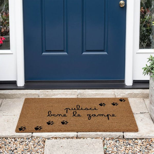 Zerbino - Scritta: Pulisci bene le zampe